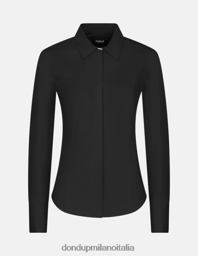 DONDUP mujer camisa de popelina slim vestir negro AZX2Z0244