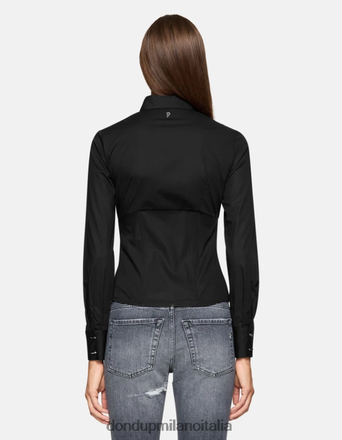 DONDUP mujer camisa de popelina slim vestir negro AZX2Z0248