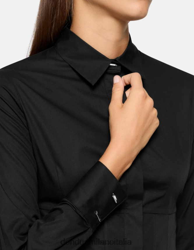 DONDUP mujer camisa de popelina slim vestir negro AZX2Z0248