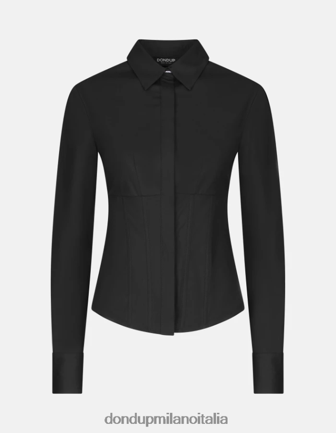 DONDUP mujer camisa de popelina slim vestir negro AZX2Z0248