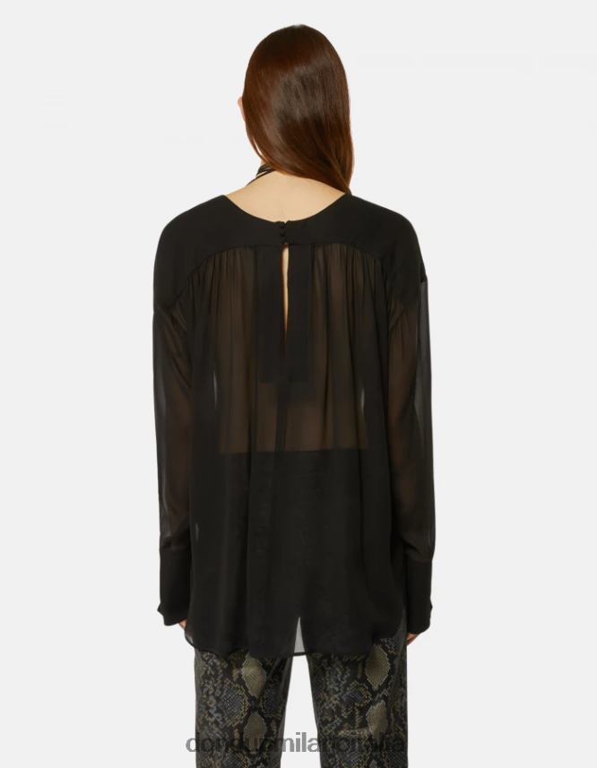 DONDUP mujer camisa regular fit de georgette vestir negro AZX2Z0268