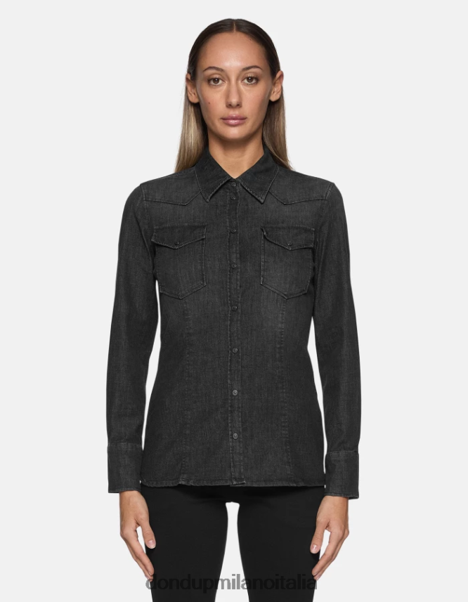 DONDUP mujer camisa vaquera ajustada vestir negro AZX2Z0250