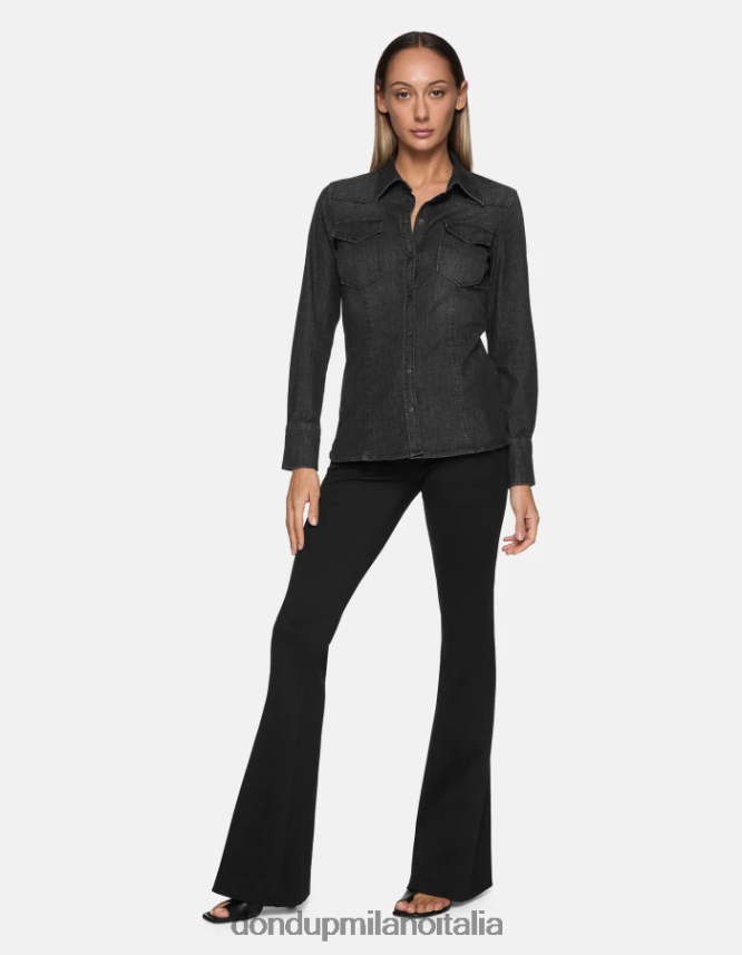 DONDUP mujer camisa vaquera ajustada vestir negro AZX2Z0250