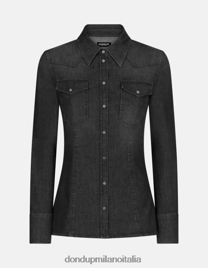 DONDUP mujer camisa vaquera ajustada vestir negro AZX2Z0250