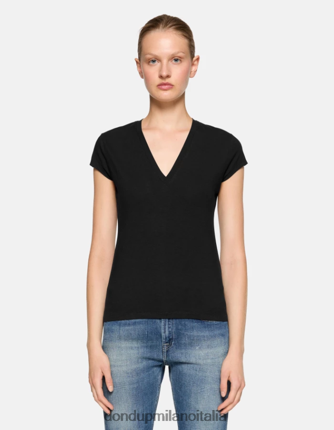 DONDUP mujer camiseta ajustada de punto vestir negro AZX2Z0420