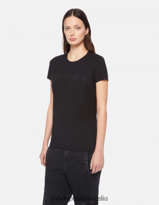 DONDUP mujer camiseta ajustada de punto vestir negro AZX2Z0439