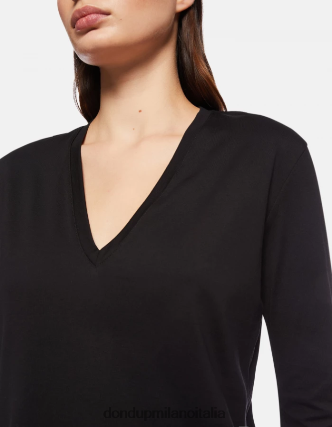 DONDUP mujer camiseta de punto regular fit vestir negro AZX2Z0448