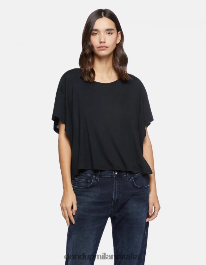 DONDUP mujer camiseta interlock oversize vestir negro AZX2Z0449