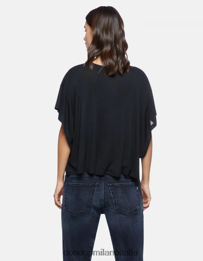 DONDUP mujer camiseta interlock oversize vestir negro AZX2Z0449