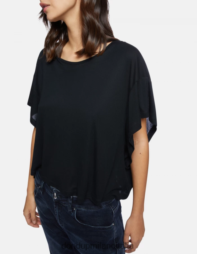 DONDUP mujer camiseta interlock oversize vestir negro AZX2Z0449