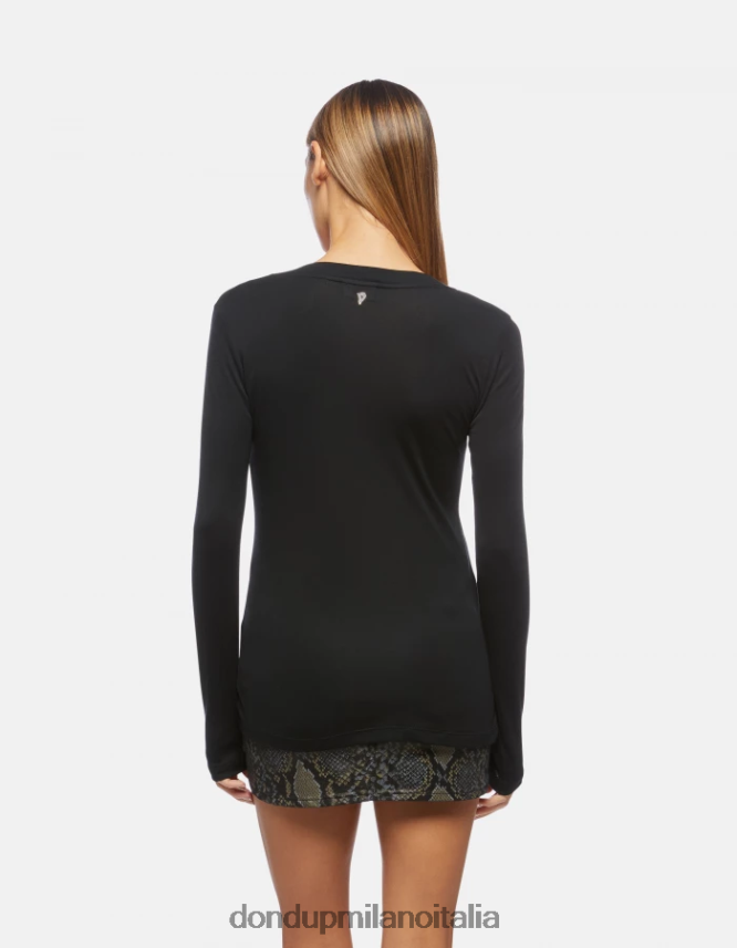 DONDUP mujer camiseta interlock slim vestir negro AZX2Z0415