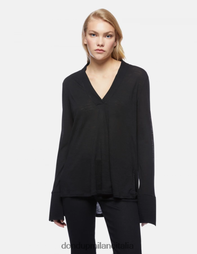 DONDUP mujer camiseta oversize de lana vestir negro AZX2Z0441