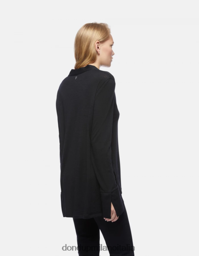 DONDUP mujer camiseta oversize de lana vestir negro AZX2Z0441