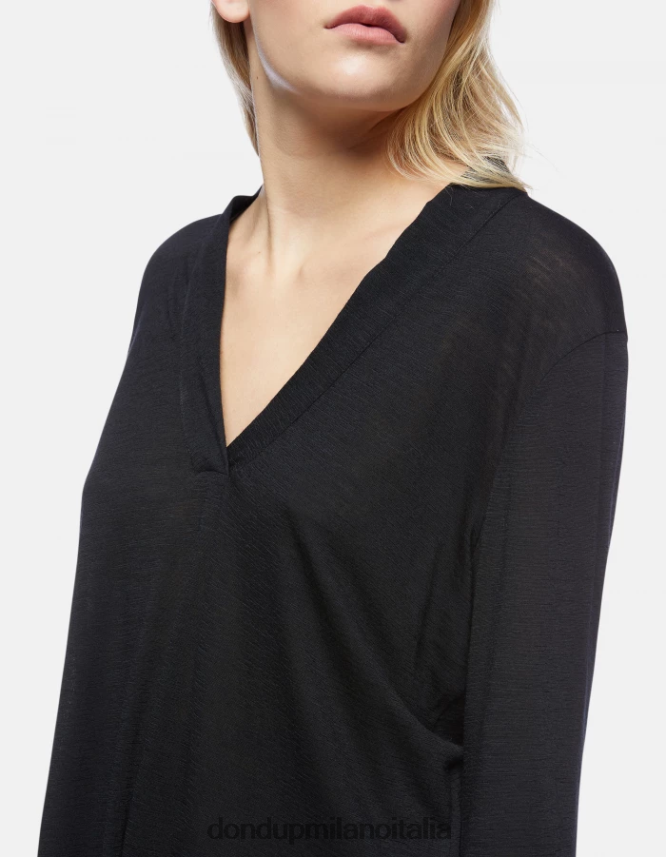 DONDUP mujer camiseta oversize de lana vestir negro AZX2Z0441