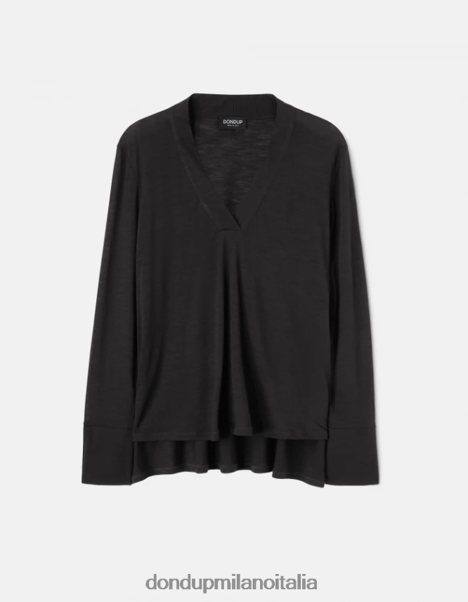 DONDUP mujer camiseta oversize de lana vestir negro AZX2Z0441