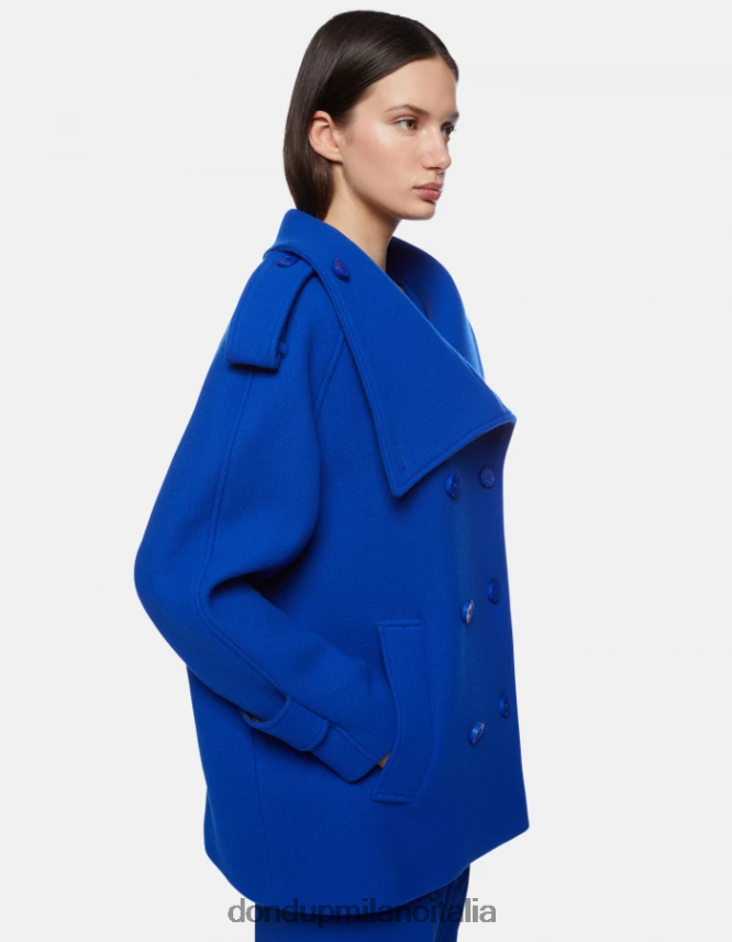 DONDUP mujer chaquetón de tela con doble botonadura vestir azul real AZX2Z0355