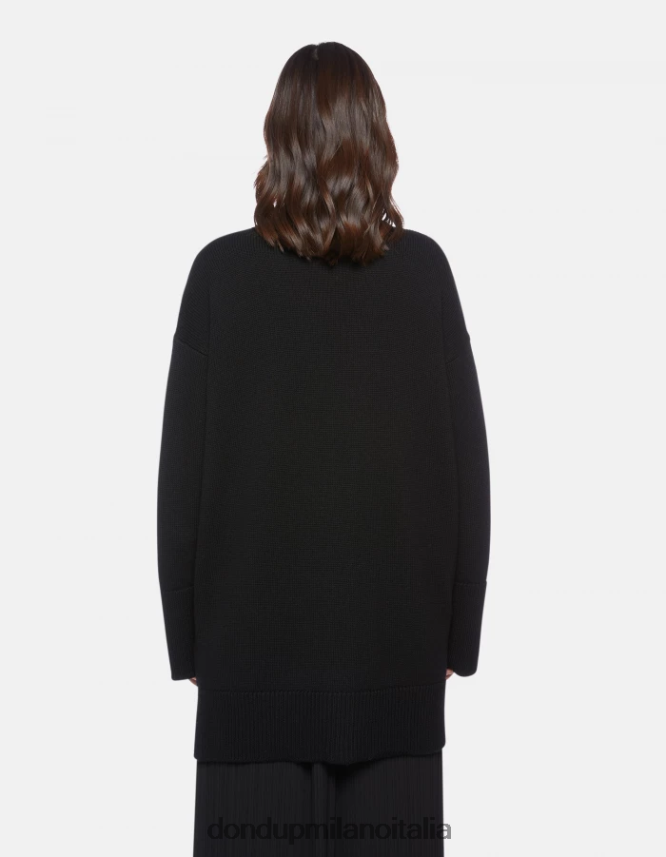 DONDUP mujer cárdigan oversize de lana vestir negro AZX2Z0318