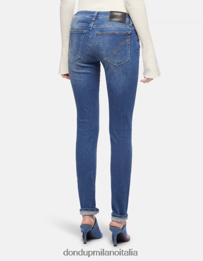 DONDUP mujer jeans gaia de denim elástico súper ajustados vestir azul AZX2Z048