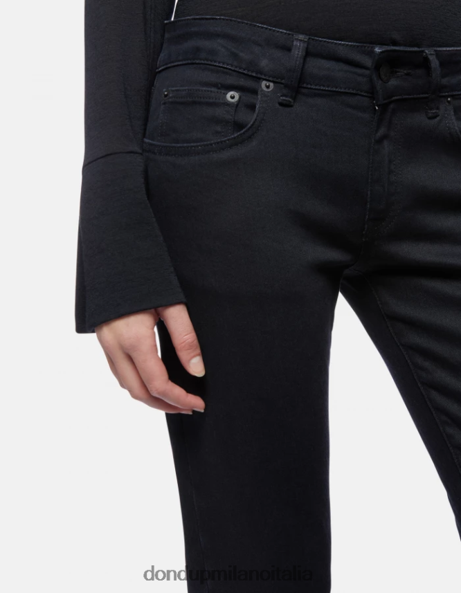 DONDUP mujer jeans gaia de denim elástico súper ajustados vestir negro AZX2Z083