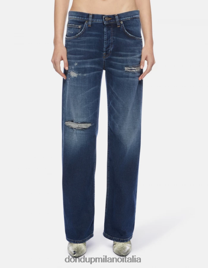 DONDUP mujer jeans jacklyn de mezclilla elástica con pernera ancha vestir azul AZX2Z0100