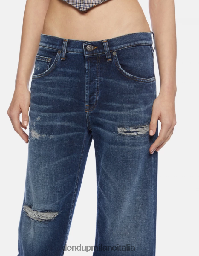 DONDUP mujer jeans jacklyn de mezclilla elástica con pernera ancha vestir azul AZX2Z0100