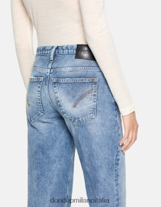 DONDUP mujer jeans jacklyn de mezclilla rígida con pernera ancha vestir azul AZX2Z081