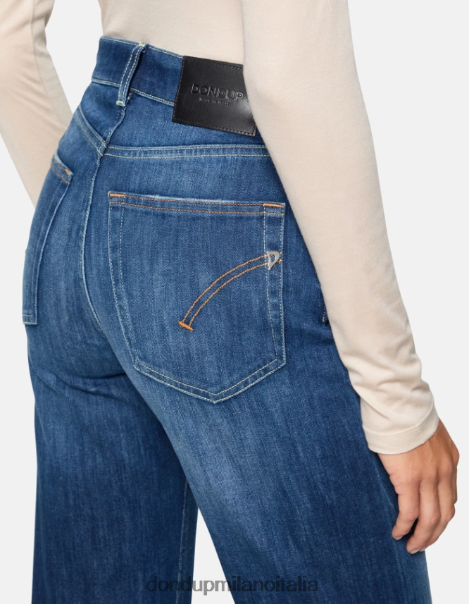 DONDUP mujer jeans mabel de mezclilla elástica con pernera ancha vestir azul AZX2Z08