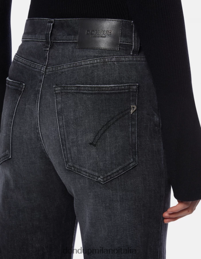 DONDUP mujer jeans mabel de mezclilla elástica con pernera ancha vestir negro AZX2Z0104