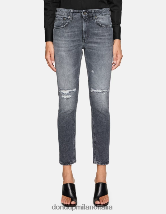 DONDUP mujer jeans mila carrot fit de denim elástico vestir negro AZX2Z040