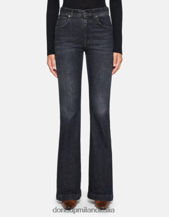 DONDUP mujer jeans olivia de denim elástico con corte bootcut vestir negro AZX2Z058