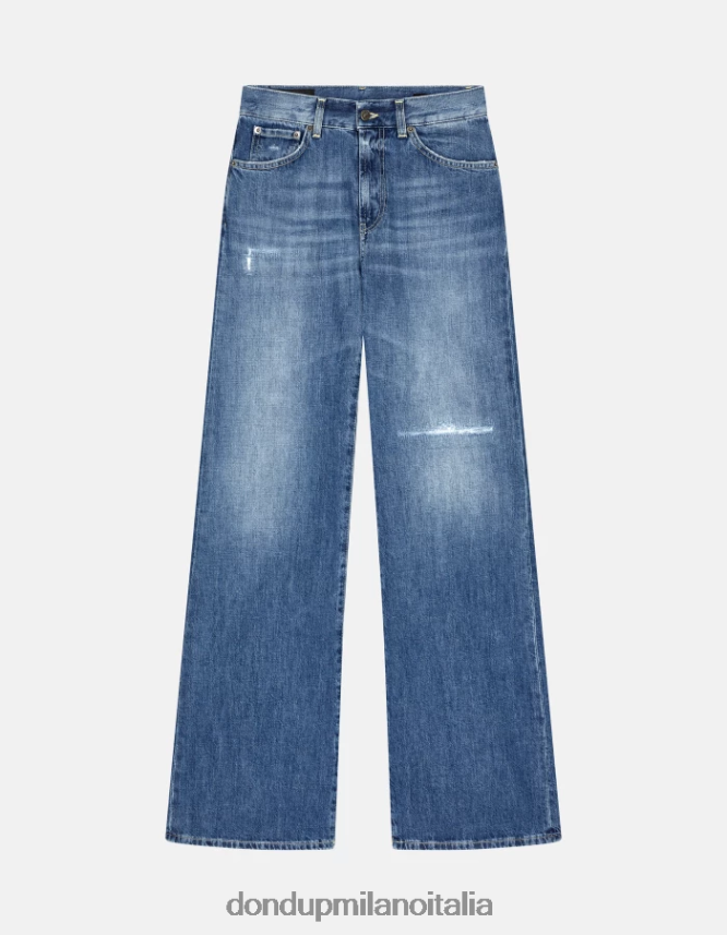 DONDUP mujer jeans rígidos de mezclilla con pernera ancha color ámbar vestir azul AZX2Z069