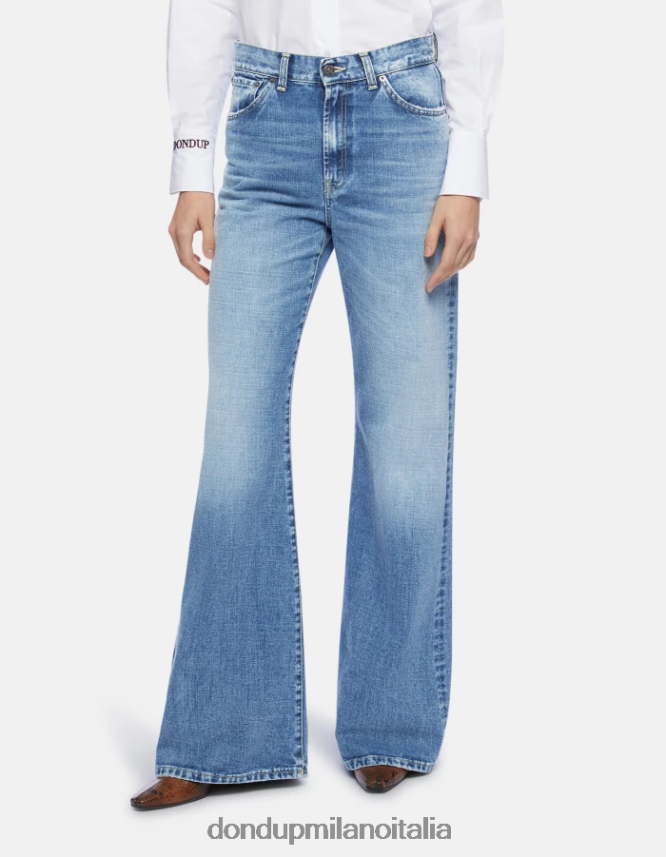 DONDUP mujer jeans rígidos de mezclilla con pernera ancha color ámbar vestir azul AZX2Z096