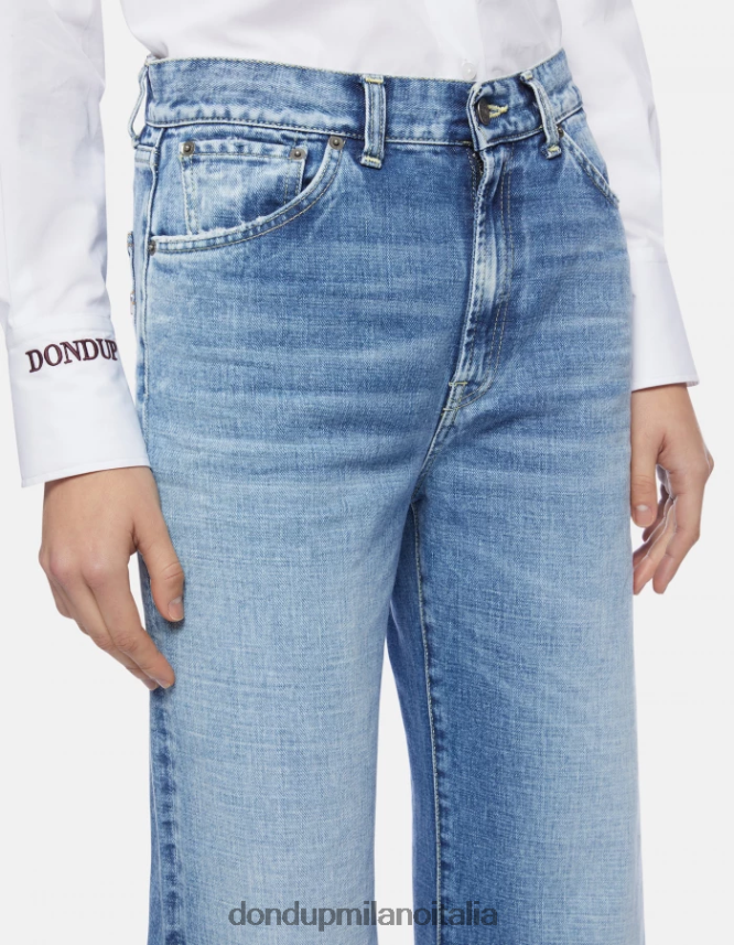 DONDUP mujer jeans rígidos de mezclilla con pernera ancha color ámbar vestir azul AZX2Z096