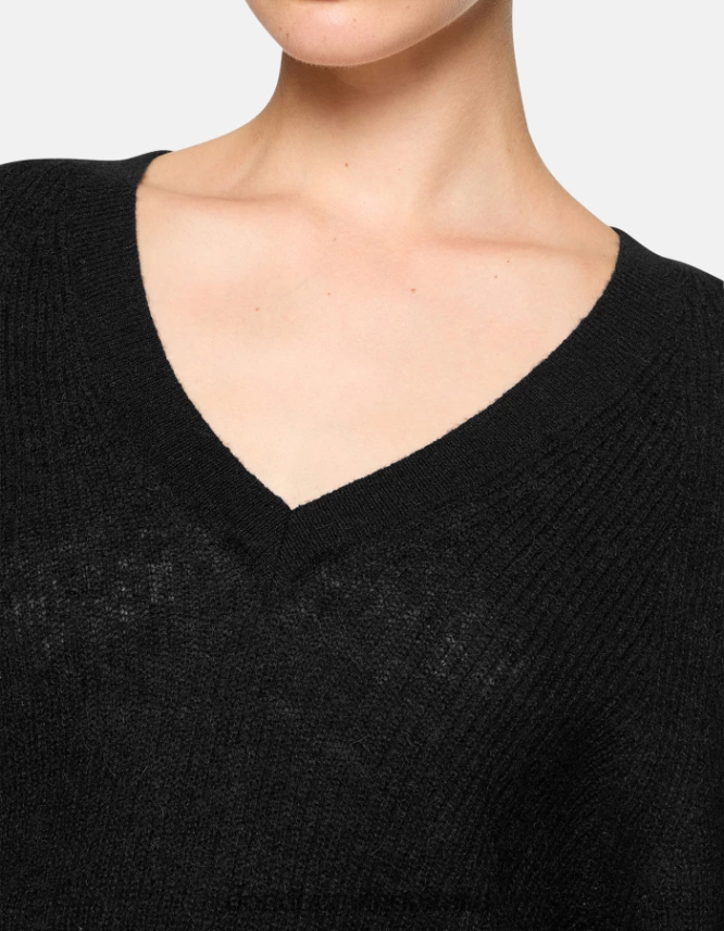 DONDUP mujer jersey de mohair con cuello en V vestir negro AZX2Z0301