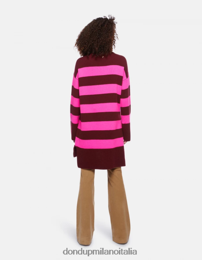 DONDUP mujer jersey oversize de canalé estilo pescador con cuello tipo polo vestir fucsia y ciruela pasa AZX2Z0315