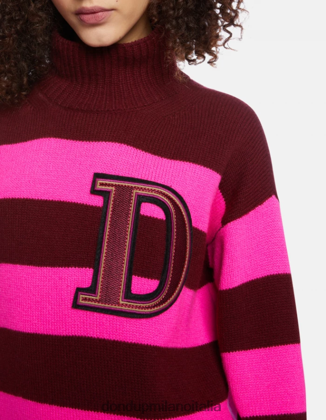 DONDUP mujer jersey oversize de canalé estilo pescador con cuello tipo polo vestir fucsia y ciruela pasa AZX2Z0315