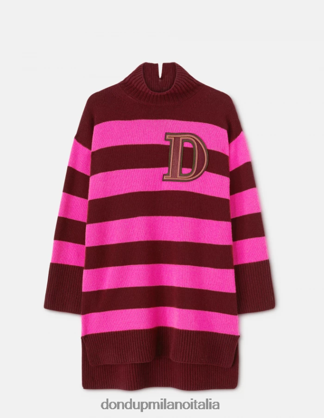 DONDUP mujer jersey oversize de canalé estilo pescador con cuello tipo polo vestir fucsia y ciruela pasa AZX2Z0315