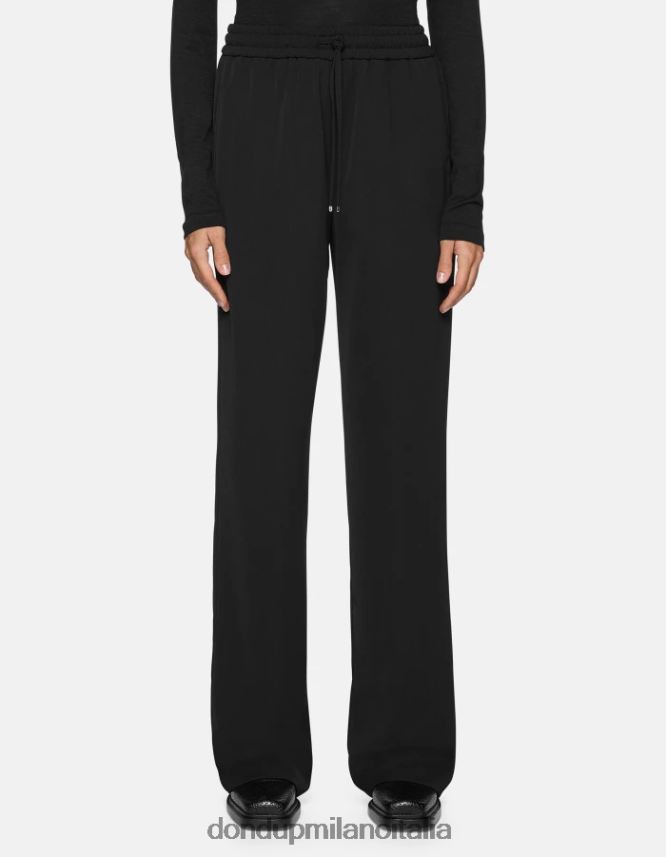 DONDUP mujer joggers de gabardina marisol vestir negro AZX2Z0151