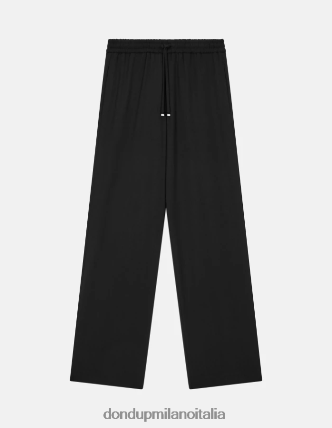 DONDUP mujer joggers de gabardina marisol vestir negro AZX2Z0151