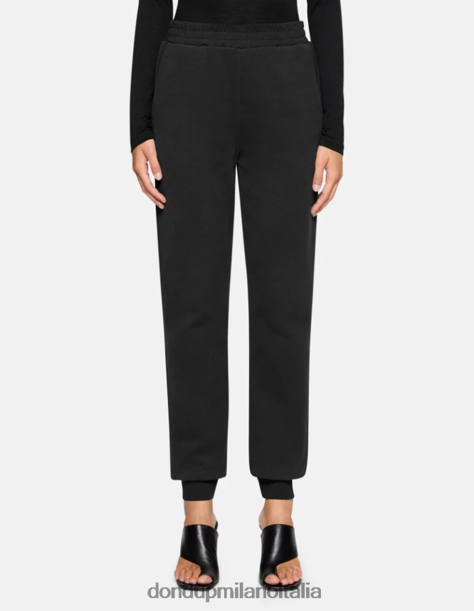 DONDUP mujer joggers regular fit de lana vestir negro AZX2Z0139