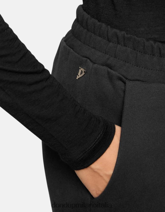 DONDUP mujer joggers regular fit de lana vestir negro AZX2Z0139