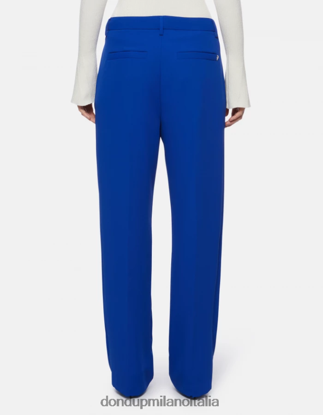 DONDUP mujer pantalones anchos de gabardina joan vestir azul real AZX2Z0147