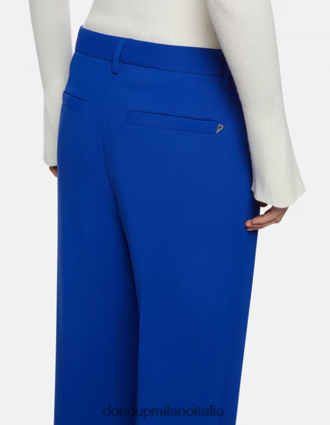 DONDUP mujer pantalones anchos de gabardina joan vestir azul real AZX2Z0147