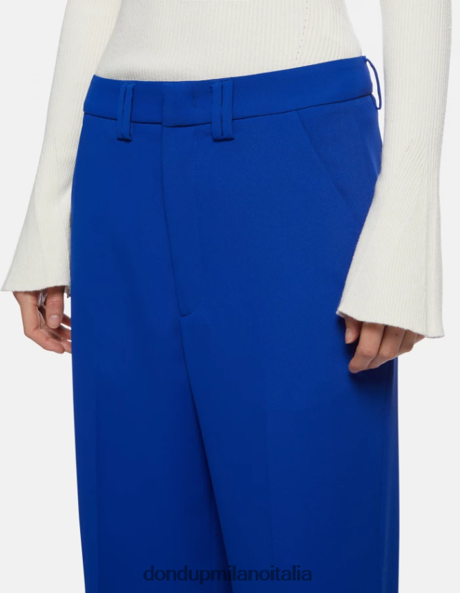 DONDUP mujer pantalones anchos de gabardina joan vestir azul real AZX2Z0147