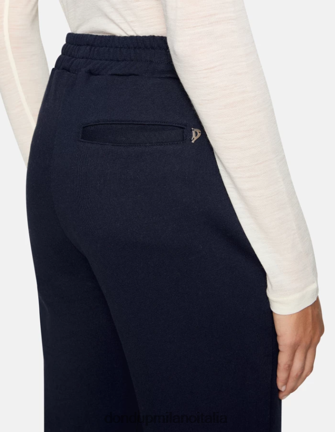 DONDUP mujer pantalones anchos de lana vestir Azul marino AZX2Z0189