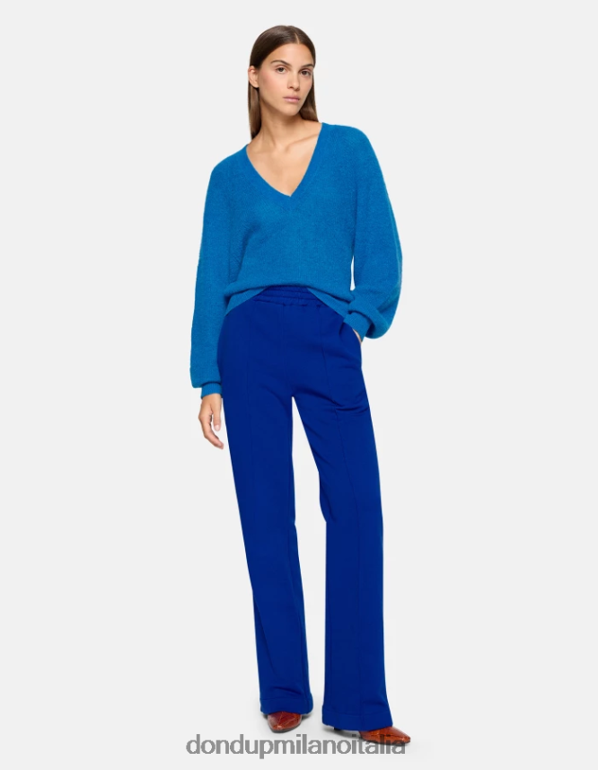 DONDUP mujer pantalones anchos de lana vestir azul real AZX2Z0188