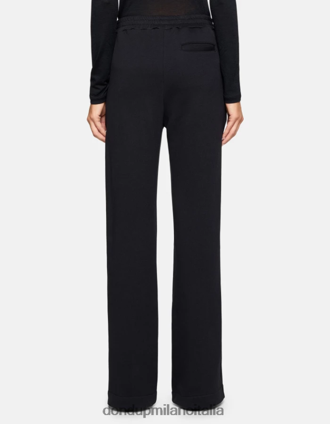 DONDUP mujer pantalones anchos de lana vestir negro AZX2Z0186