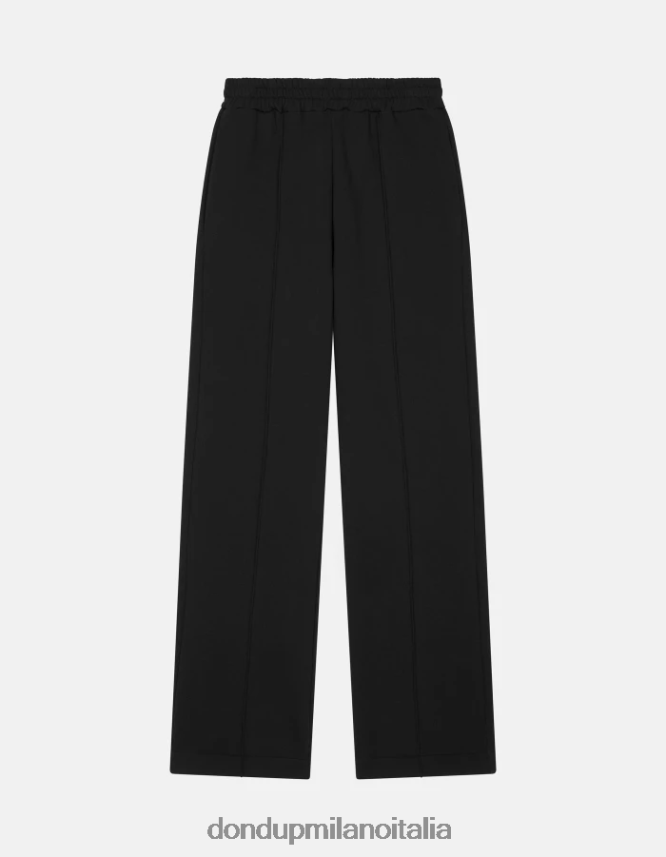 DONDUP mujer pantalones anchos de lana vestir negro AZX2Z0186