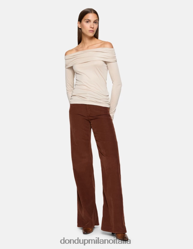 DONDUP mujer pantalones anchos de terciopelo color ámbar vestir ciocolato AZX2Z028