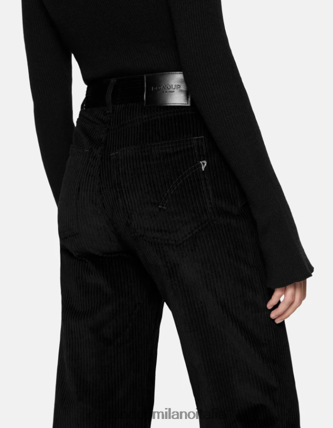 DONDUP mujer pantalones anchos de terciopelo color ámbar vestir negro AZX2Z046